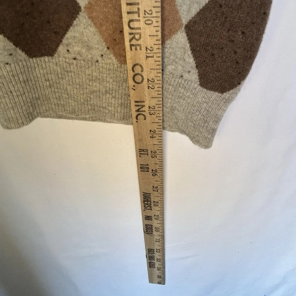 Tasso Elba 100% Cashmere Mens Argyle V-Neck Sweater Large Medium
